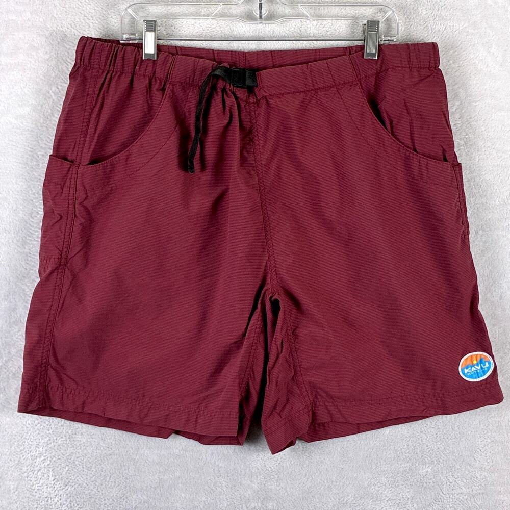 Kavu Chilliwack Shorts Mens L Maroon Belted Nylon Outdoors Climbing Trekking USA